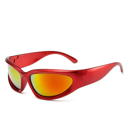 Gafas de sol Steampunk Y2K para hombre y mujer, lentes de sol deportivas de diseño de marca, Punk, de verano, Unisex, con espejo, UV400