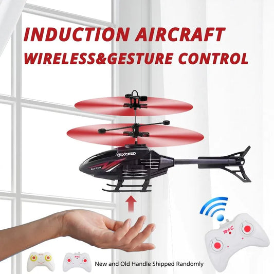 Helicóptero de suspensión con Control de gestos de 2 canales, Avión de inducción remota RC con luz LED de carga, juguete para niños