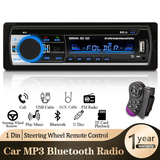 Radio para Coche NK 1 DIN con Bluetooth y Reproductor MP3