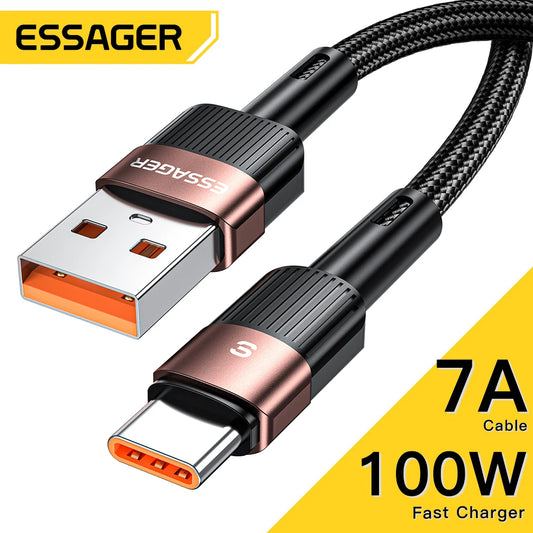 Essager-Cable USB tipo C 7A para Realme Huawei P30 Pro, Cable de carga rápida de 66W, cargador de USB-C, Cable de datos para Samsung Oneplus Poco F3