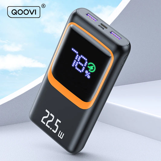 QOOVI-Banco de energía externo de 20000mAh, batería grande de capacidad PD 22,5 W, cargador portátil de carga rápida para iPhone y Xiaomi
