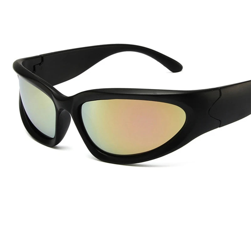 Gafas de sol Steampunk Y2K para hombre y mujer, lentes de sol deportivas de diseño de marca, Punk, de verano, Unisex, con espejo, UV400