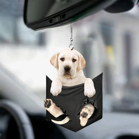 Mini adorno para coche de cachorro, colgante para espejo retrovisor de coche, accesorios interiores, regalo, decoración creativa y práctica para coche